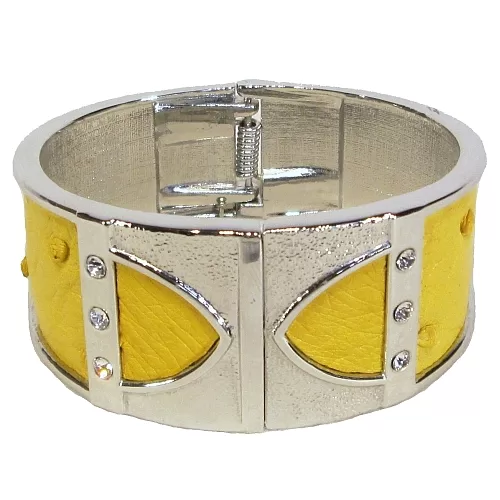 Ostrich leather Bangle - Sun yellow