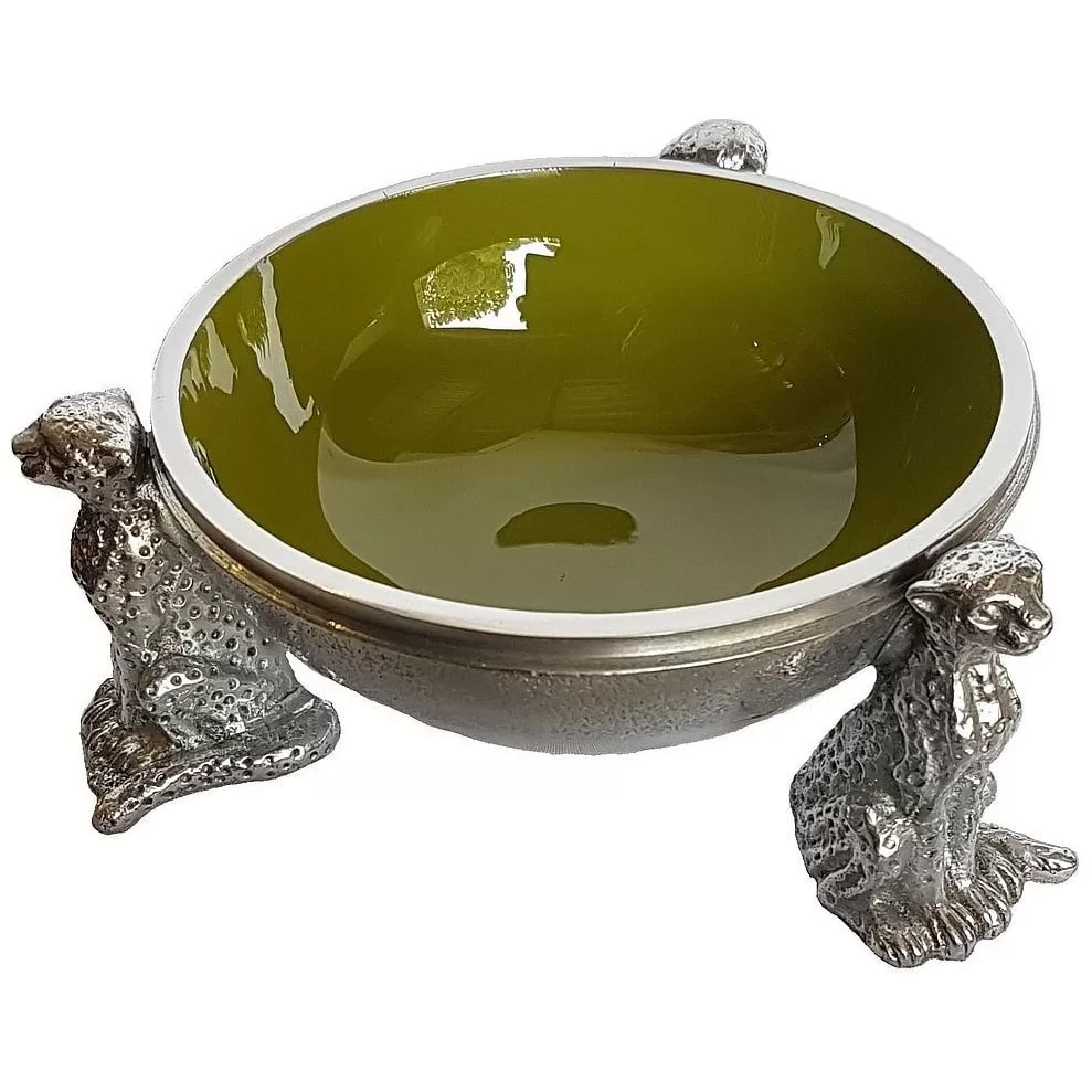 CHEETAH ROUND BOWL - OLIVE