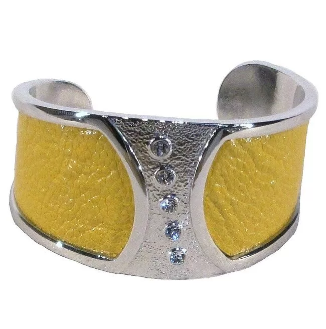 Ostrich leather Cuff - yellow