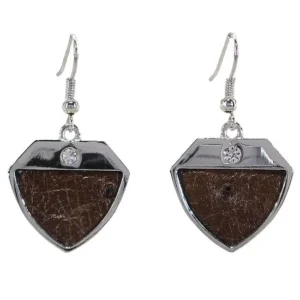 Ostrich leather Earrings - Kango tabac