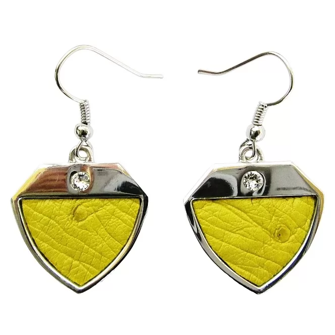 Ostrich leather Earrings - yellow