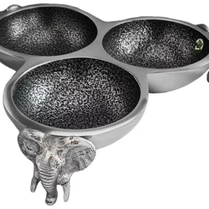 Elephant Round Triple Bowl