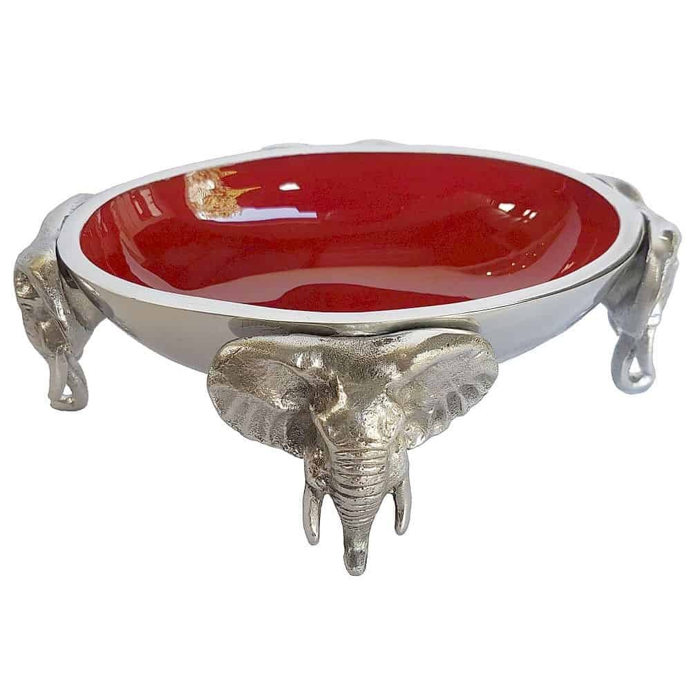 Elephant oval bowl - red