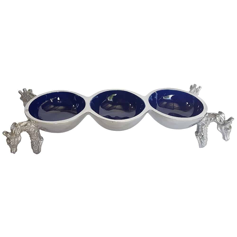 giraffe triple bowl - blue