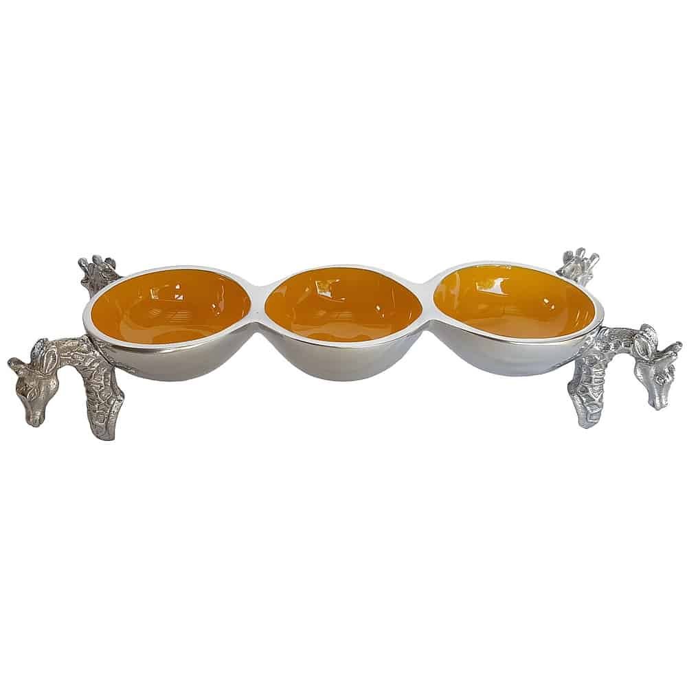 Giraffe triple bowl - ochre