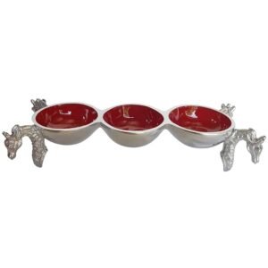 Giraffe triple bowl - red
