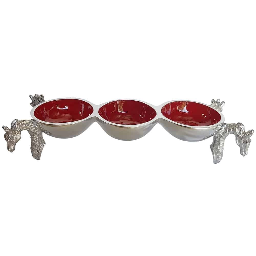 Giraffe triple bowl - red