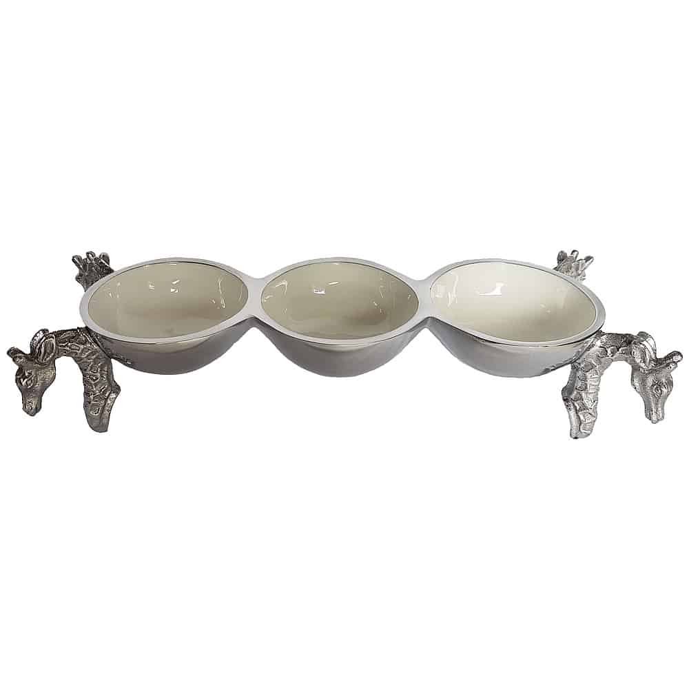 Giraffe triple bowl - white